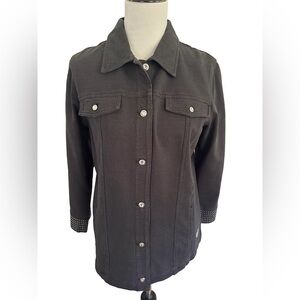 Quacker Factory Black DreamJeannes Jacket with Rhinestone Cuffs QVC Sz S New